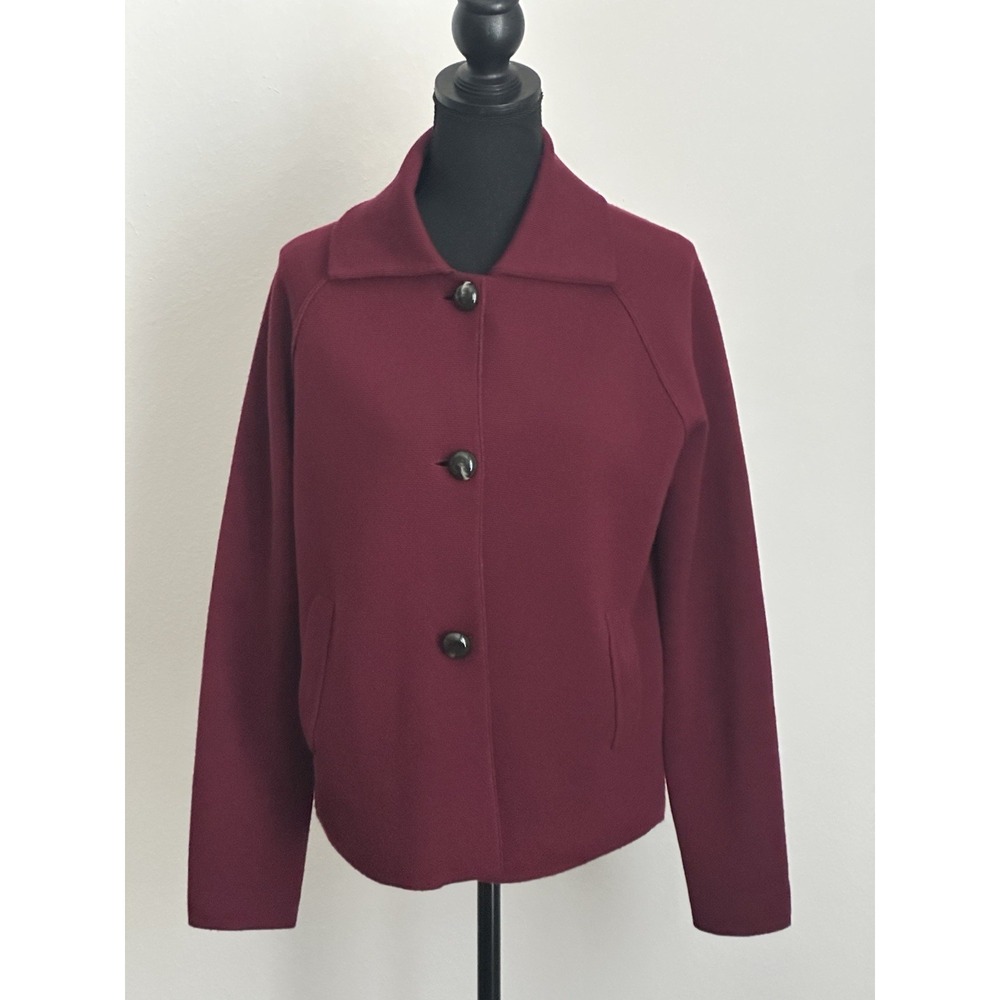 Kate‎ Hill Merion Wool Cardigan Burgundy Sweater SP Women's Burgundy Schacket